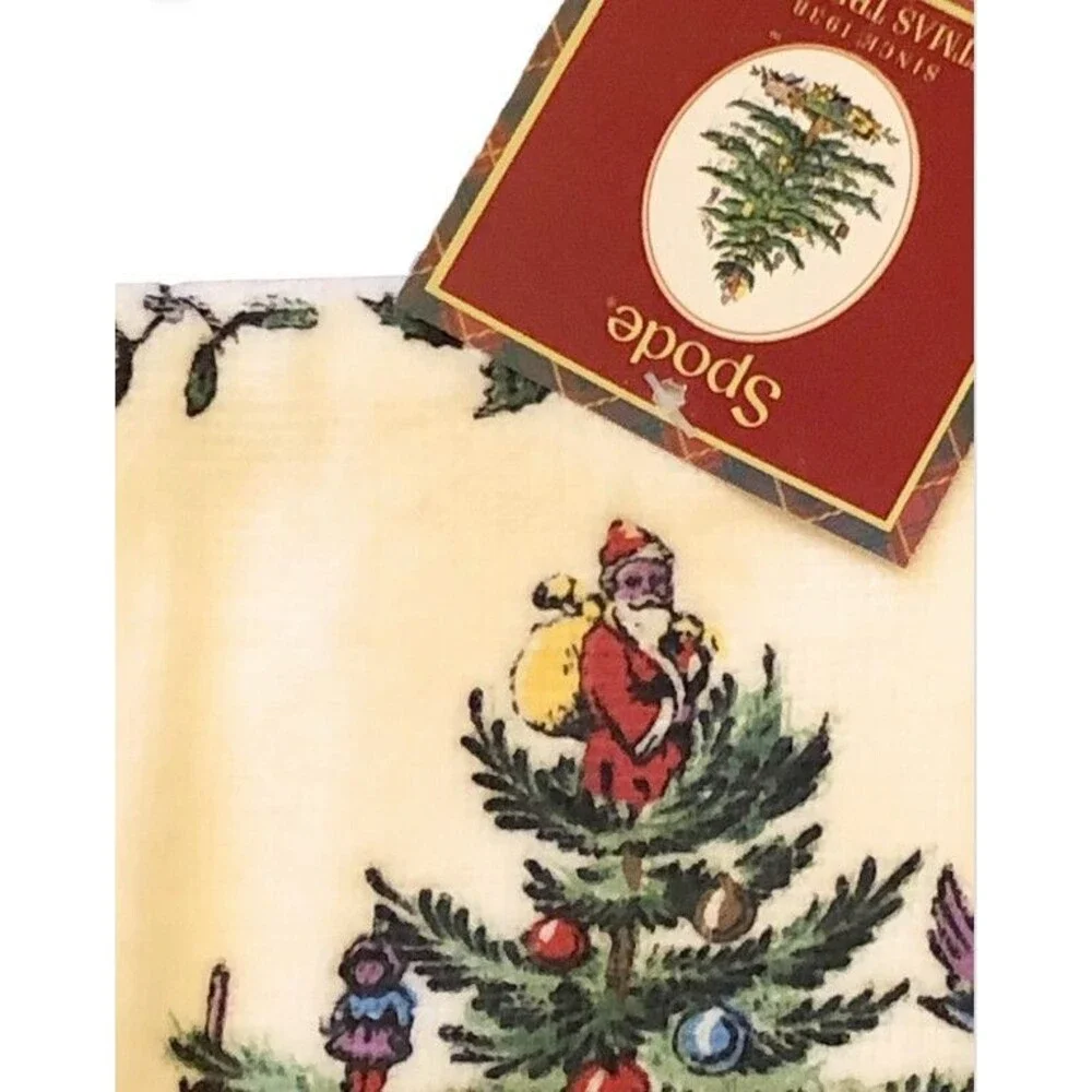Spode Christmas Kitchen Dish Towel Tree 100% Cotton Tartan Plaid 27x19 Holiday